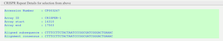 Details for CRISPR repeat